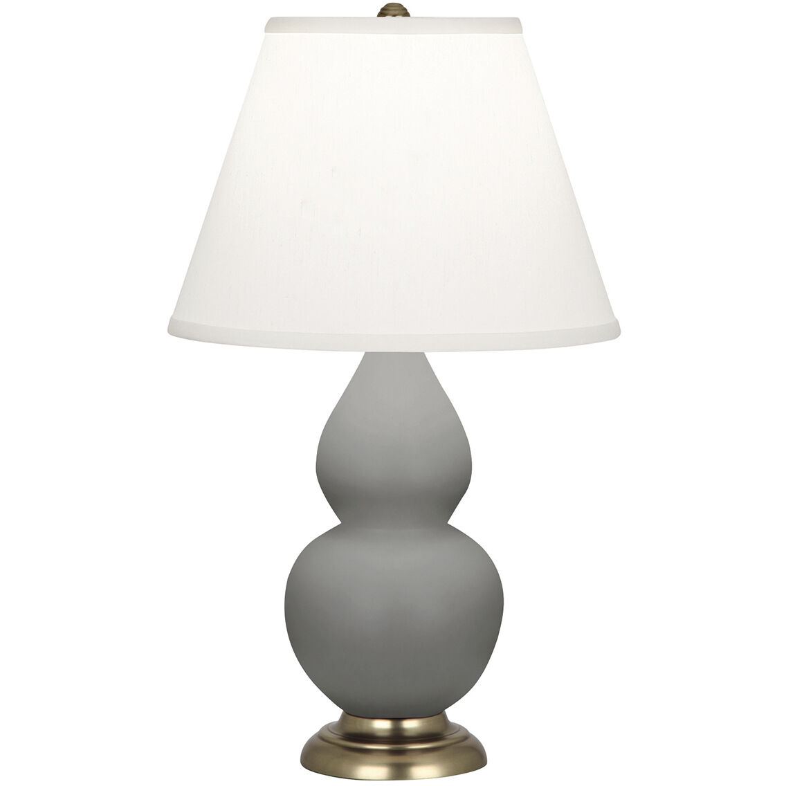 Small Double Gourd 22.75 inch 150 watt Matte Smokey Taupe Glazed Ceramic Accent Lamp Portable Light in Matte Smoky Taupe, Pearl Dupioni