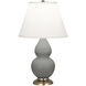 Small Double Gourd 22.75 inch 150 watt Matte Smokey Taupe Glazed Ceramic Accent Lamp Portable Light in Matte Smoky Taupe, Pearl Dupioni