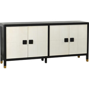 Cameron Satin Black and White and Brass Cabinet