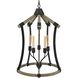 Dali 5 Light 24 inch Iron and Light Oak Chandelier Ceiling Light, Bell Lantern