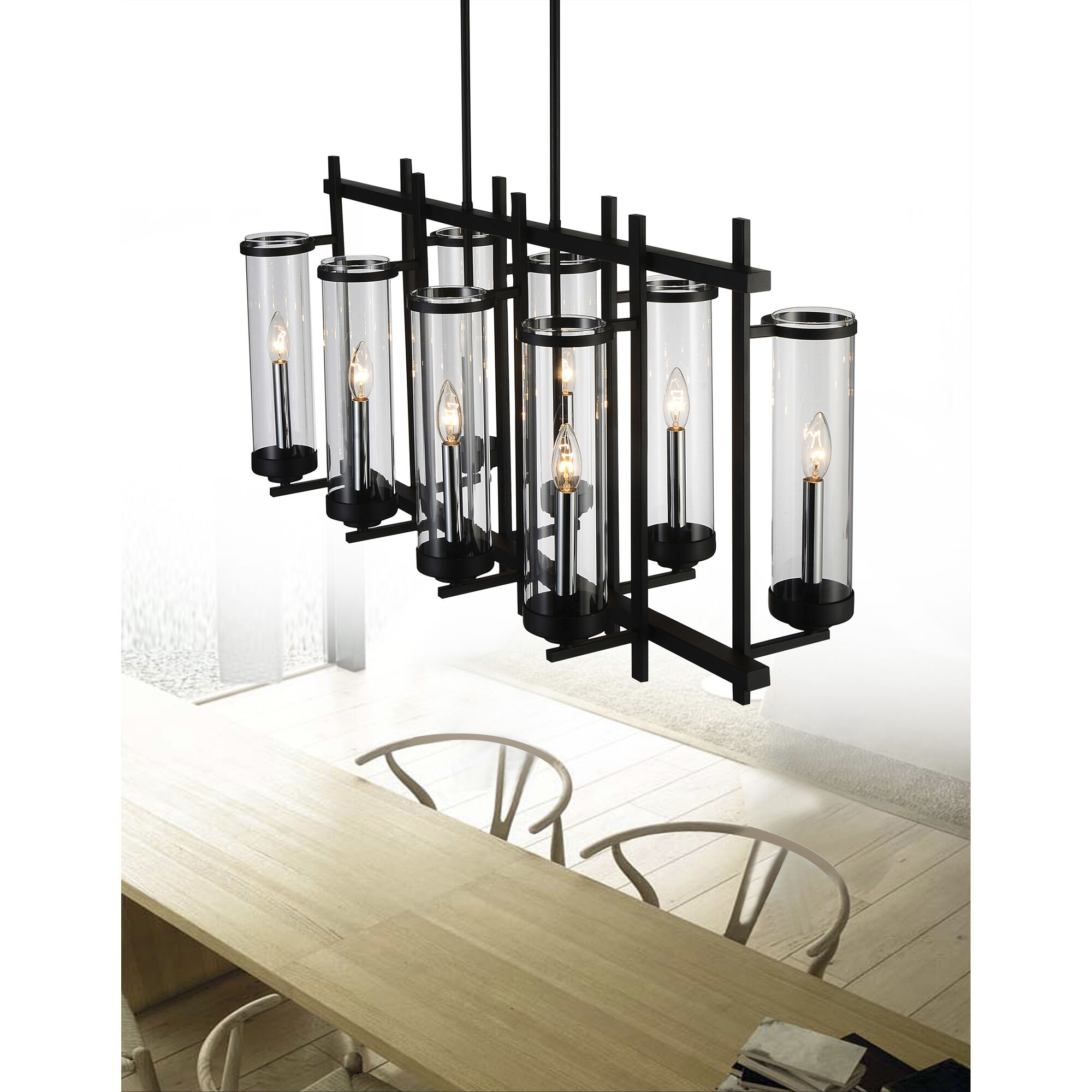 Sierra 8 Light 13 inch Black Up Chandelier Ceiling Light