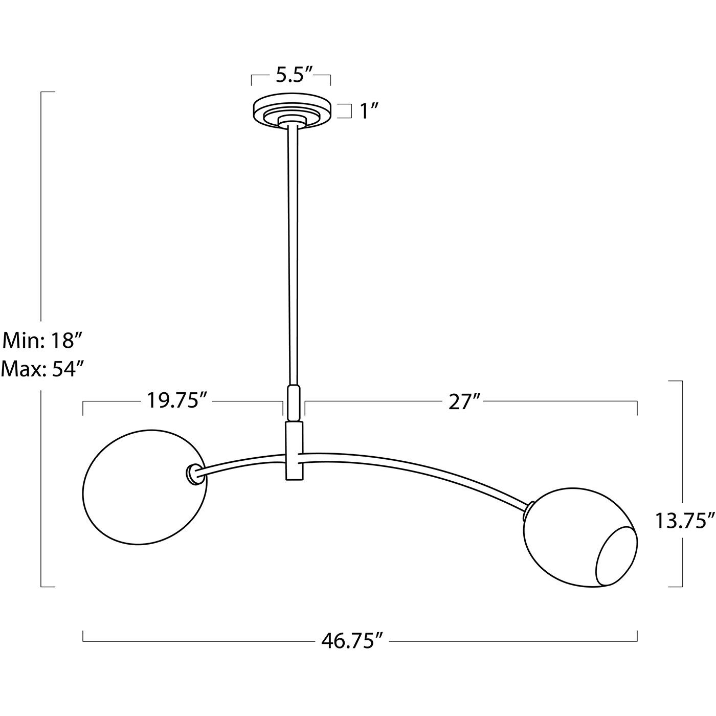 Artemis 2 Light 46.75 inch Oil Rubbed Bronze Pendant Ceiling Light in Alabaster Glass
