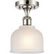 Ballston Dayton LED 6 inch Polished Nickel Semi-Flush Mount Ceiling Light in White Glass, Ballston