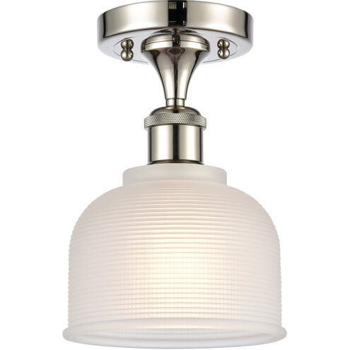 Ballston Dayton 1 Light 6 inch Polished Nickel Semi-Flush Mount Ceiling Light in White Glass, Ballston