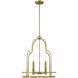 Diplomat 4 Light 20 inch Warm Brass Pendant Ceiling Light