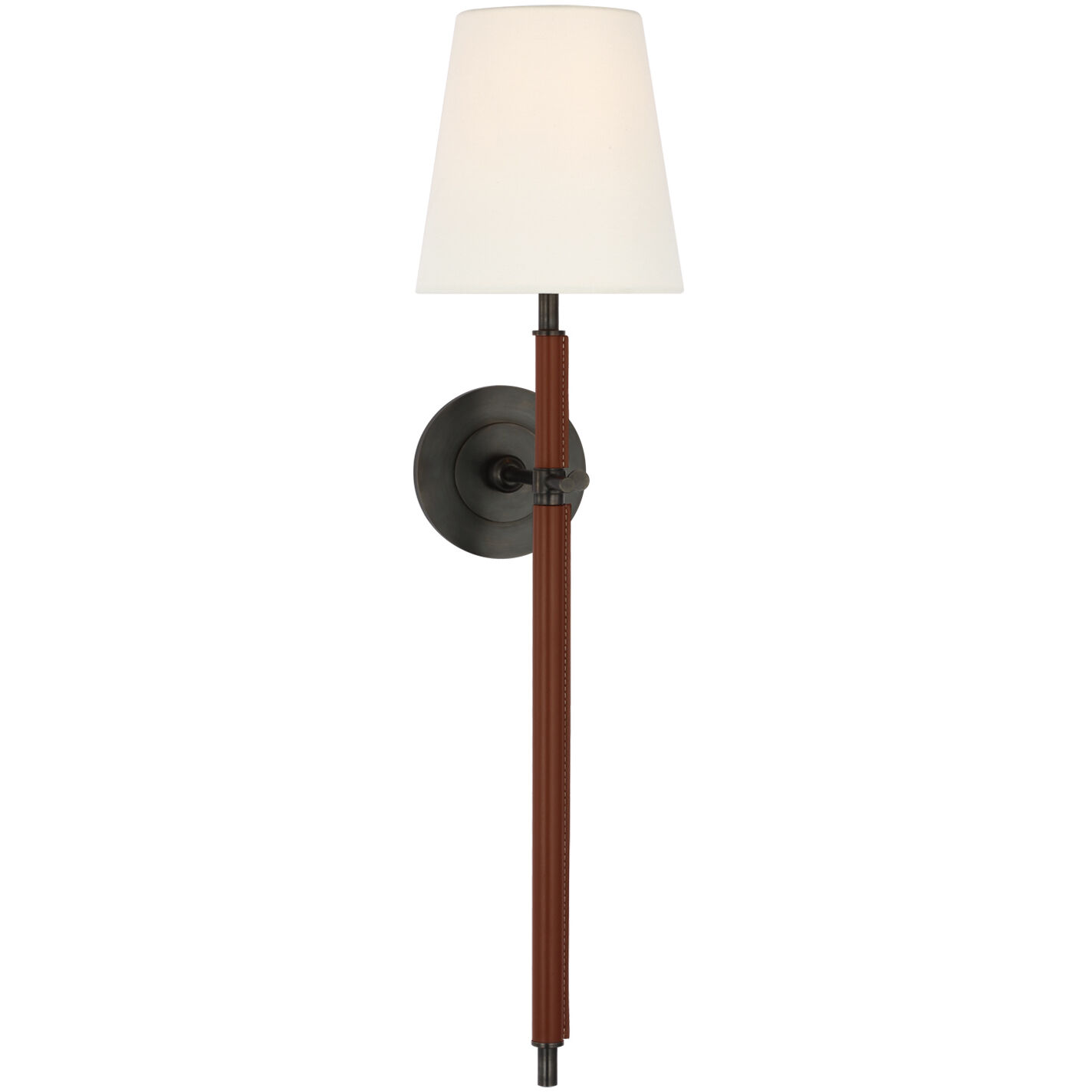 Thomas O'Brien Bryant2 LED 6.5 inch Bronze and Saddle Leather Wrapped Tail Sconce Wall Light, Large