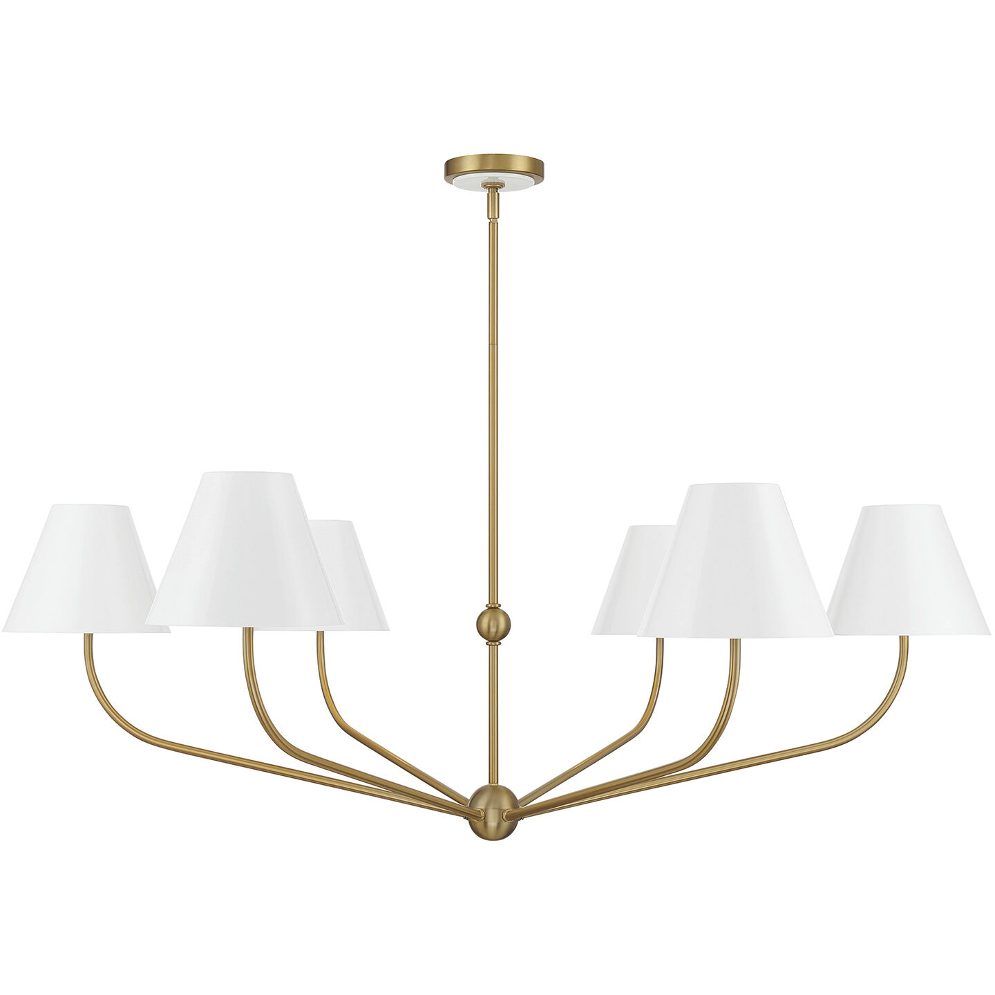 Xavier 6 Light 48 inch Vibrant Gold Chandelier Ceiling Light in Vibrant Gold and White