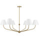 Xavier 6 Light 48 inch Vibrant Gold and White Chandelier Ceiling Light