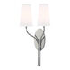 Rutland 2 Light 12 inch Polished Nickel Wall Sconce Wall Light in White Faux Silk