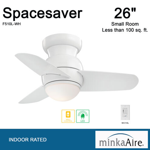 Spacesaver 26 inch White Ceiling Fan