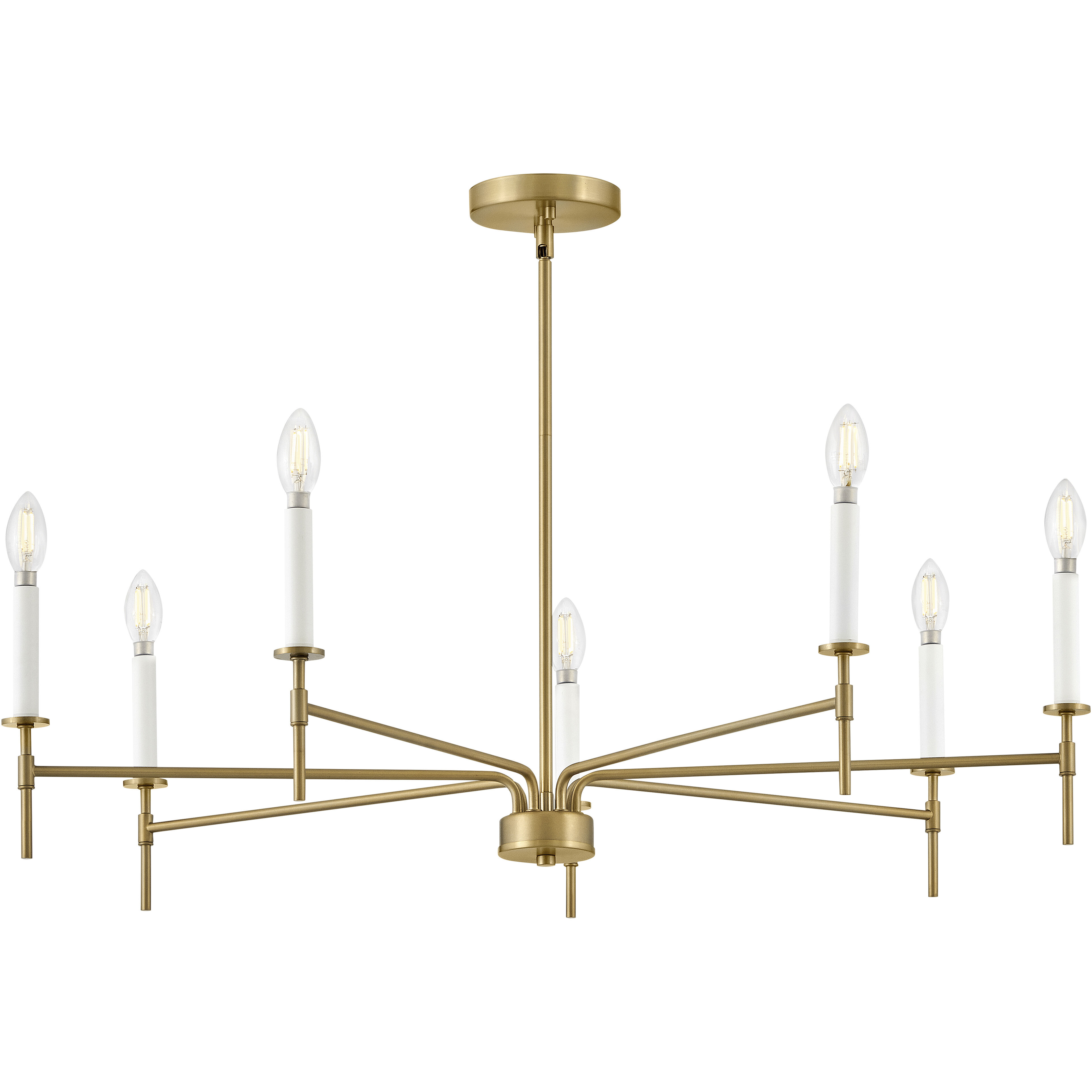 Hux 7 Light 36 inch Lacquered Brass with Warm White Chandelier Ceiling Light