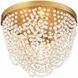 Fiona 3 Light 13.75 inch Antique Gold Flush Ceiling Light in White Glass Beads