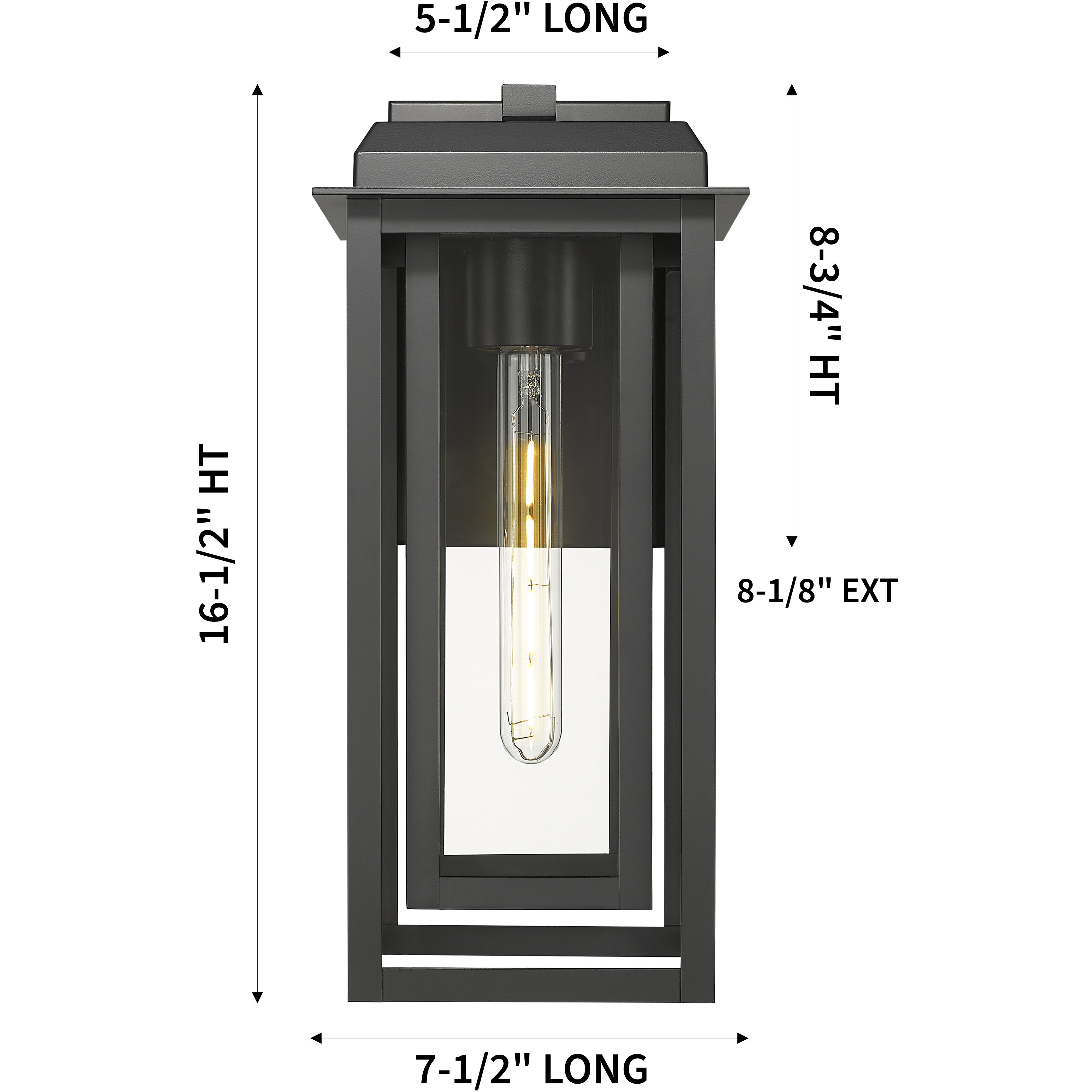 Mansfield 1 Light 16.5 inch Matte Black Outdoor Sconce in Clear Glass