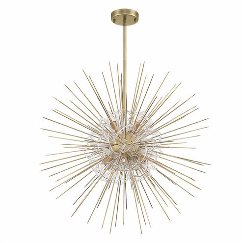 Flare 10 Light 36 inch Aged Brass Sputnik Chandelier Ceiling Light