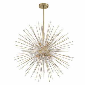 Flare 10 Light 36 inch Aged Brass Sputnik Chandelier Ceiling Light
