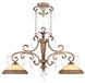 La Bella 2 Light 40.75 inch Hand Painted Vintage Gold Leaf Island Ceiling Light