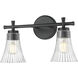 Belle 2 Light 16 inch Matte Black Bath Vanity Light Wall Light