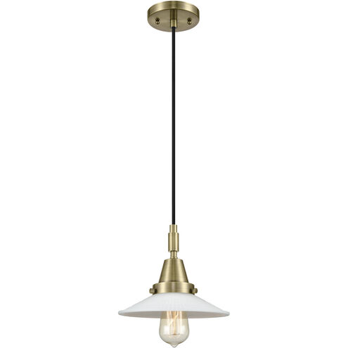 Downtown Urban Halophane 1 Light 8.5 inch Antique Brass Mini Pendant Ceiling Light in Matte White Halophane Glass