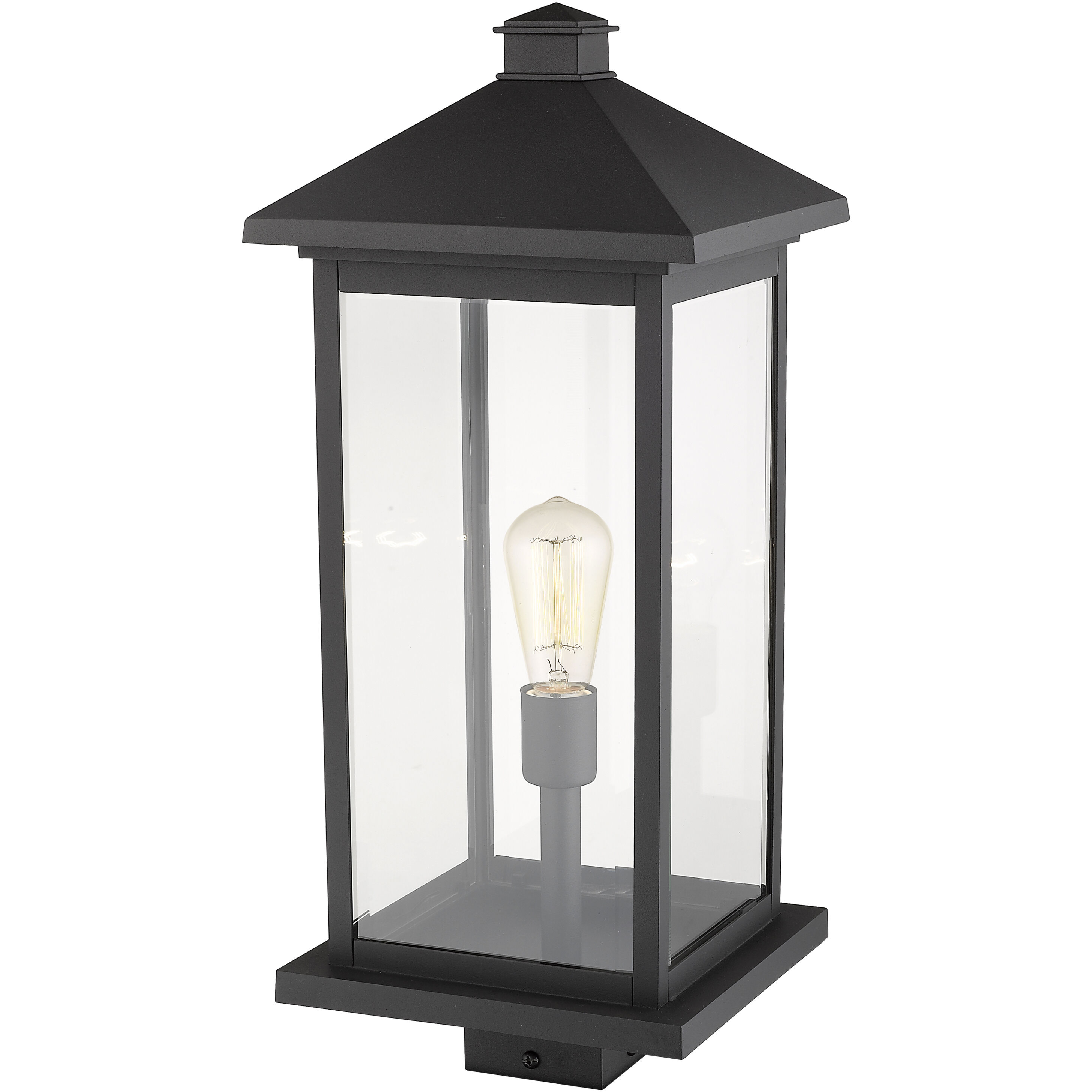 Portland 1 Light 22.5 inch Black Outdoor Post Mount Fixture in Clear Beveled Glass, 12