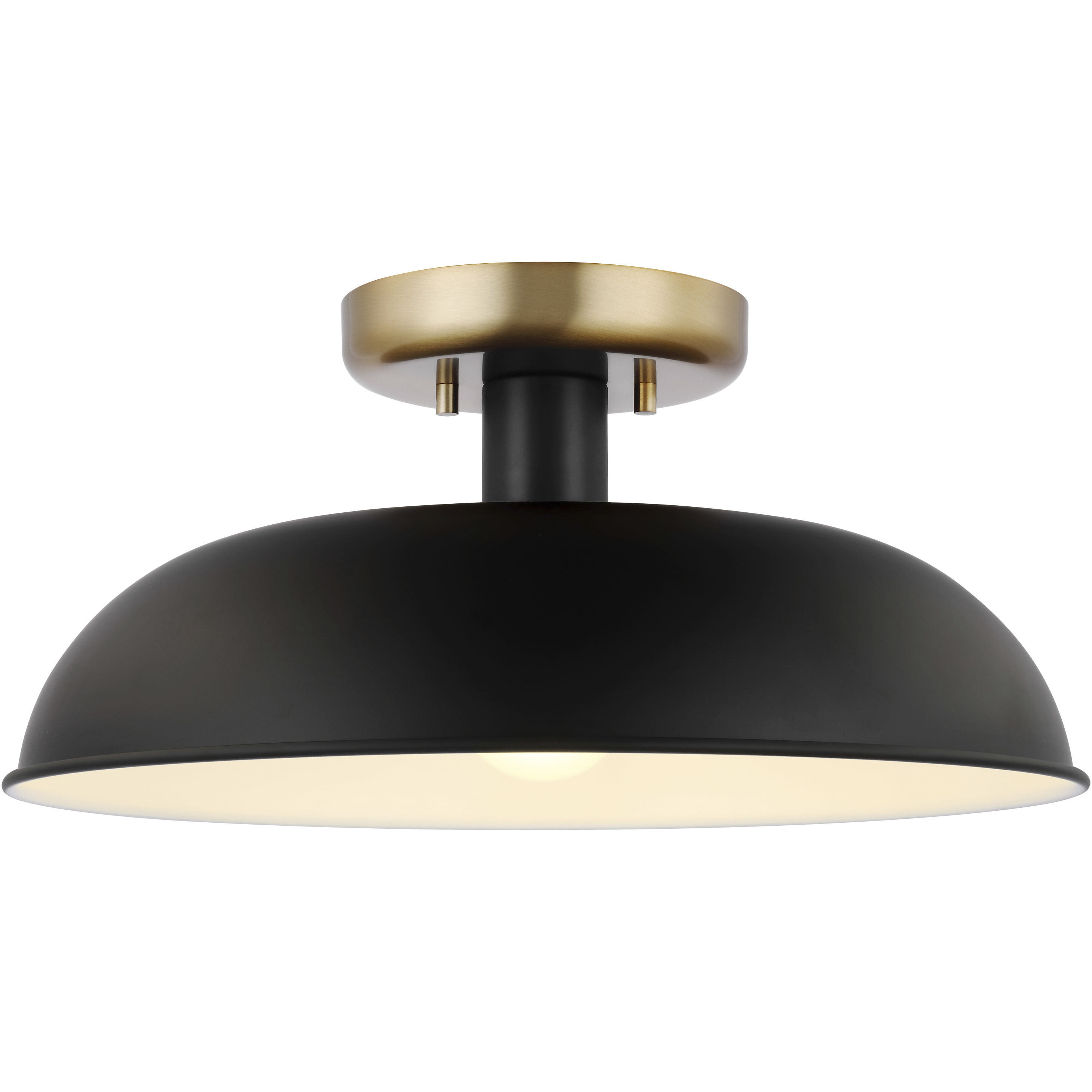 Colony 1 Light 15 inch Matte Black/Burnished Brass Semi Flush Ceiling Light
