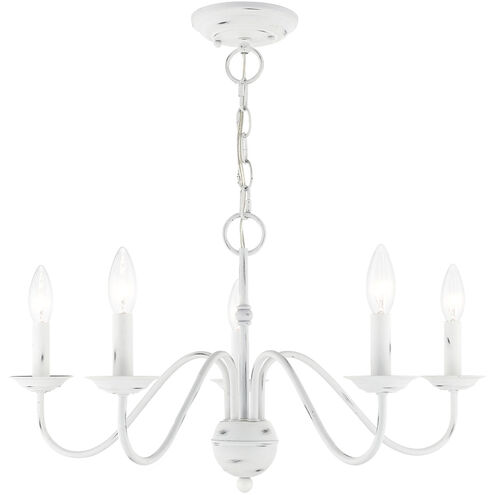 Windsor 5 Light 24 inch Antique White Chandelier Ceiling Light