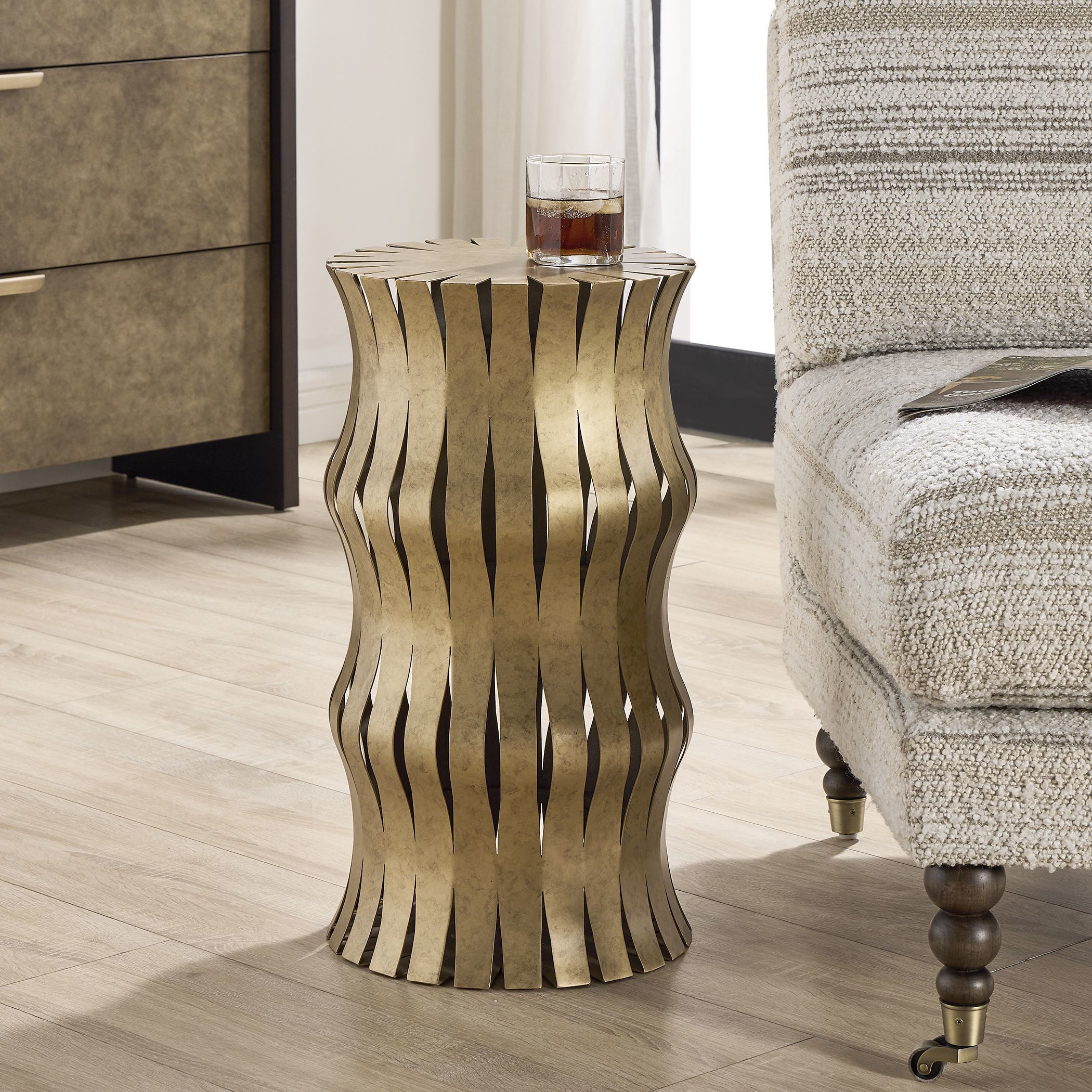 Arida 22 X 12 inch Aged Gold Accent Table