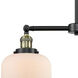 Franklin Restoration Large Bell LED 21 inch Black Antique Brass Chandelier Ceiling Light in Matte White Glass, Franklin Restoration