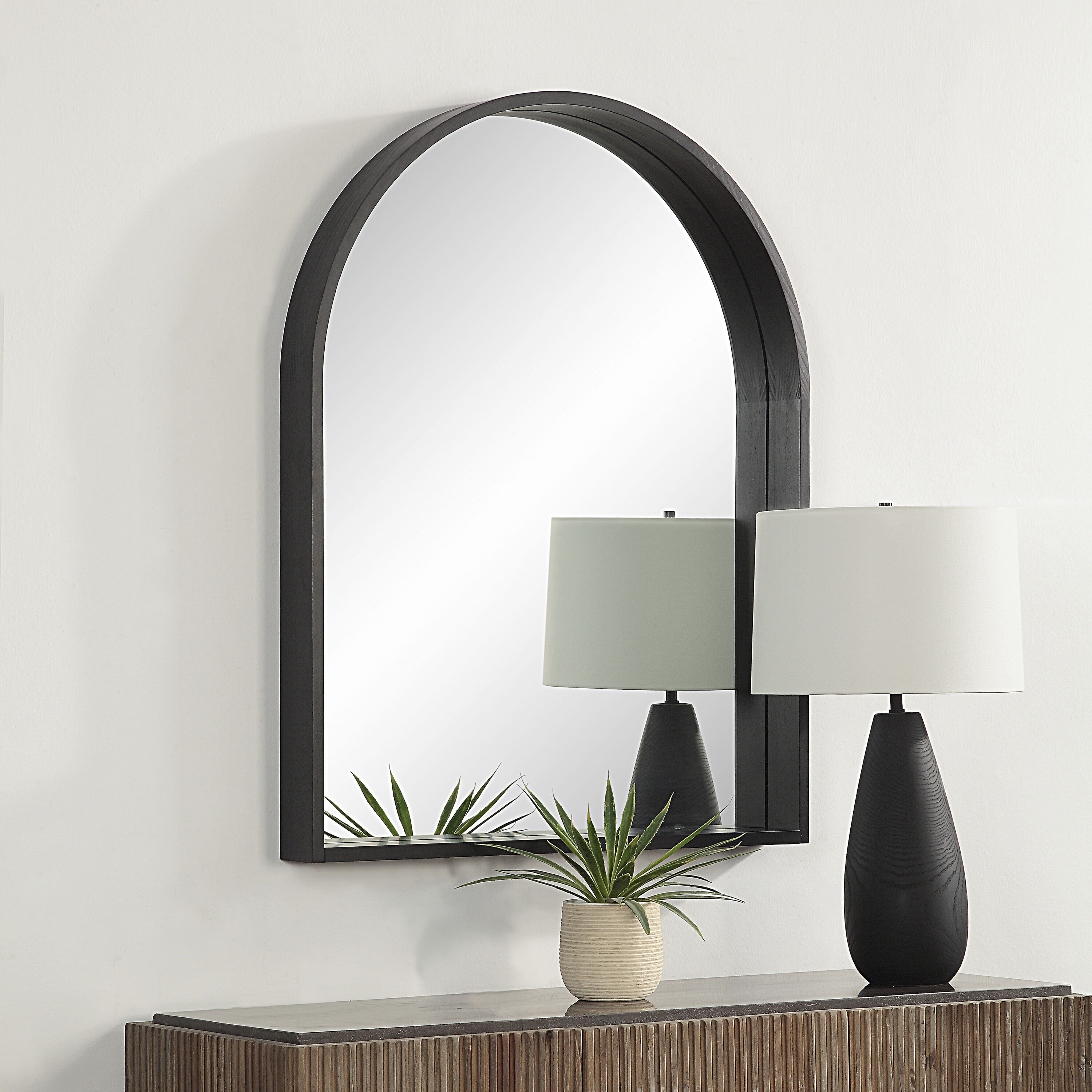 Cove 46 X 36 inch Matte Black Wall Mirror