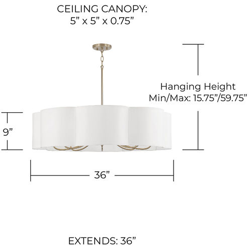 Sabine 8 Light 36 inch Matte Brass Chandelier Ceiling Light
