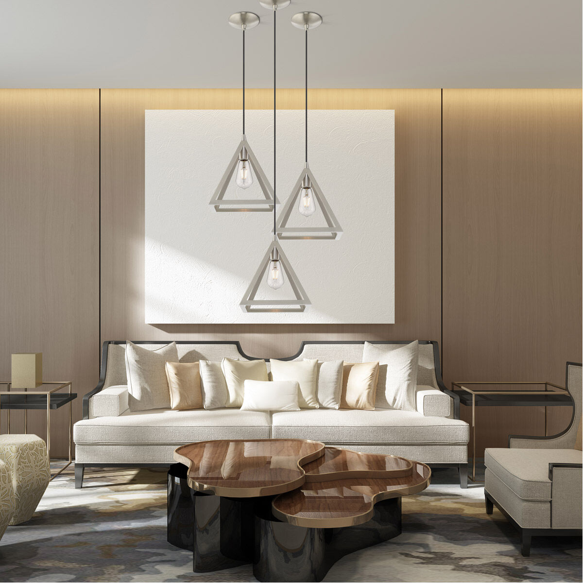 Geometric 1 Light 14 inch Brushed Nickel Mini Pendant Ceiling Light