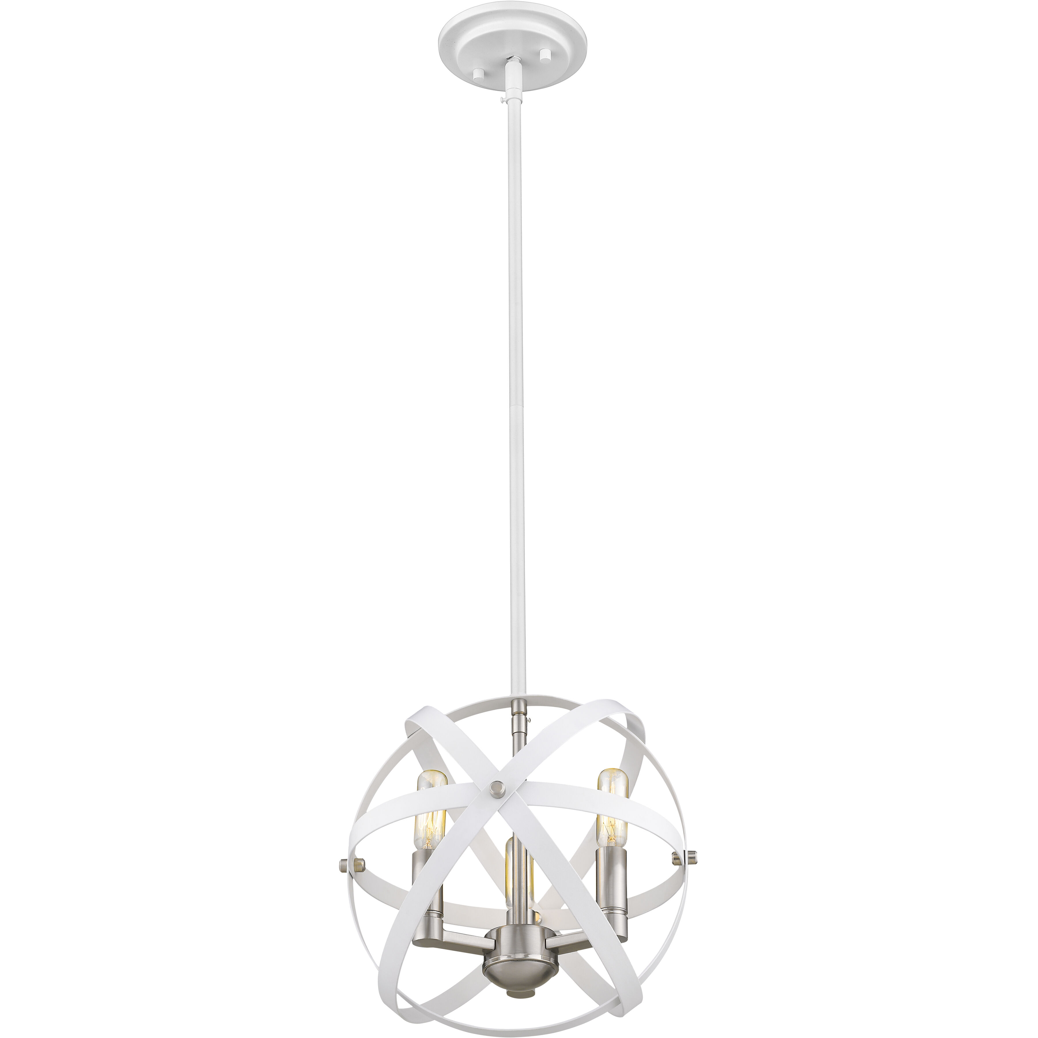 Cavallo 3 Light 12 inch Hammered White and Brushed Nickel Chandelier Ceiling Light