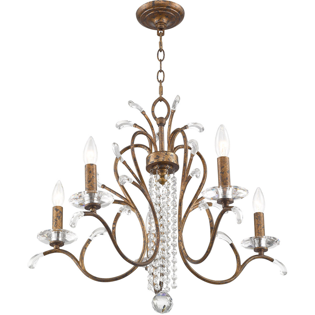 Serafina 5 Light 26 inch Hand Applied Venetian Golden Bronze Chandelier Ceiling Light
