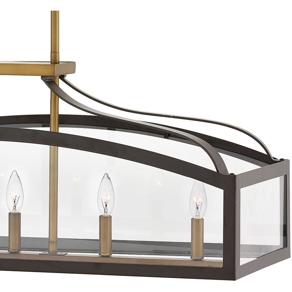 Clarendon 5 Light 36 inch Bronze with Heirloom Brass Indoor Linear Chandelier Ceiling Light