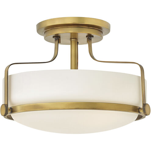Harper 3 Light 14.5 inch Heritage Brass Indoor Semi-Flush Mount Ceiling Light in White