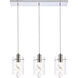 Hana 3 Light 24 inch Chrome Linear Pendant Ceiling Light