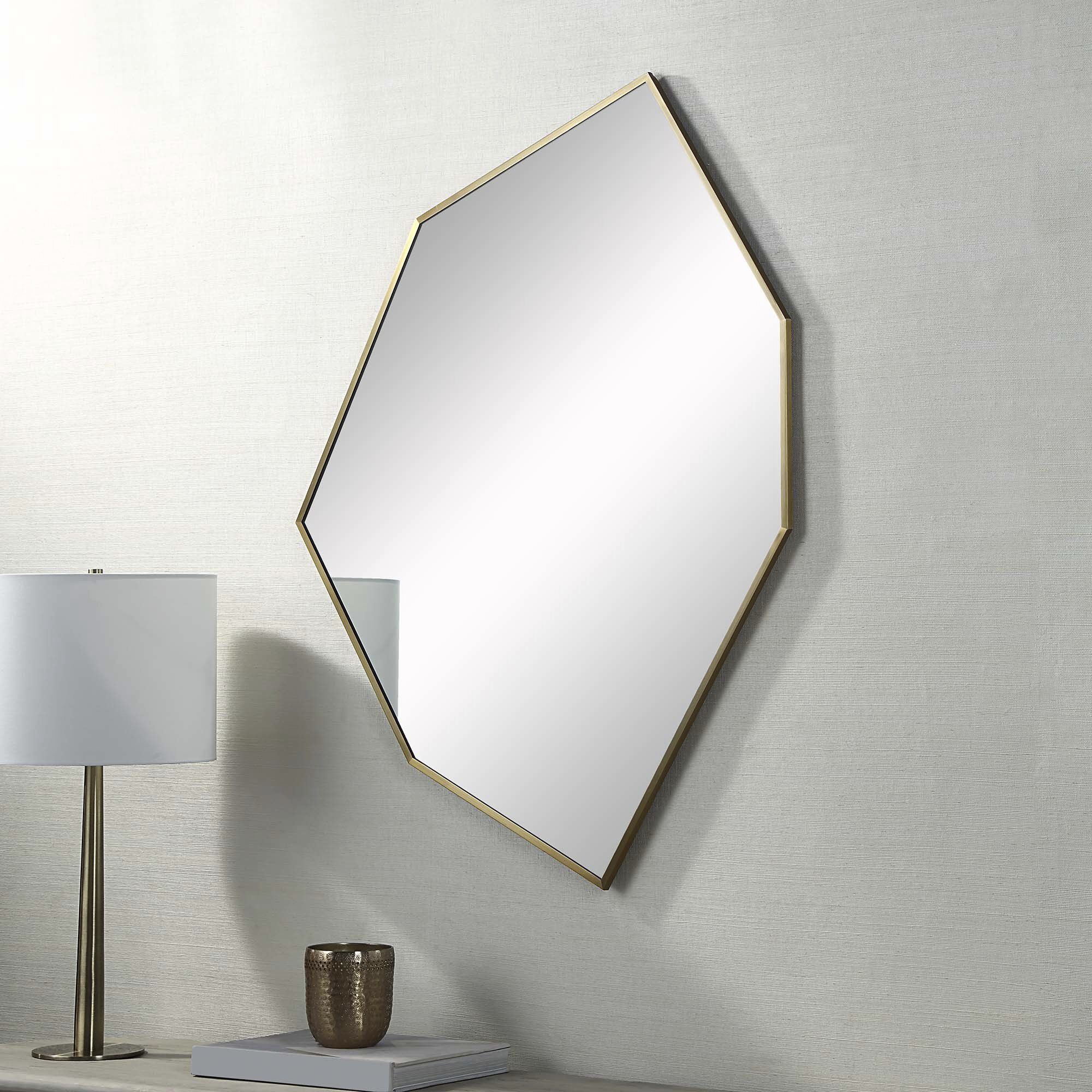 Devika 41 X 31 inch Clear and Satin Brass Wall Mirror