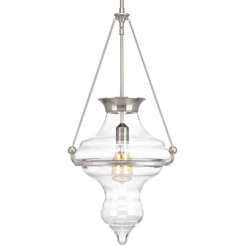 Cazbah 1 Light 14.38 inch Brushed Nickel Pendant Ceiling Light, Design Series