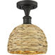 Woven Rattan 1 Light 8 inch Oil Rubbed Bronze Semi-Flush Mount Ceiling Light