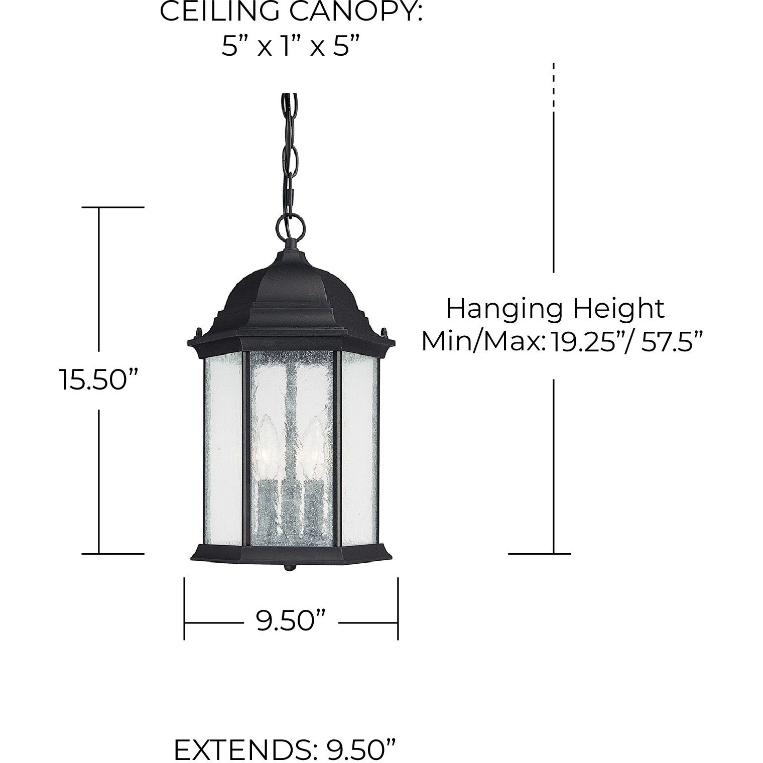 Main Street 3 Light 10 inch Black Outdoor Hanging Lantern