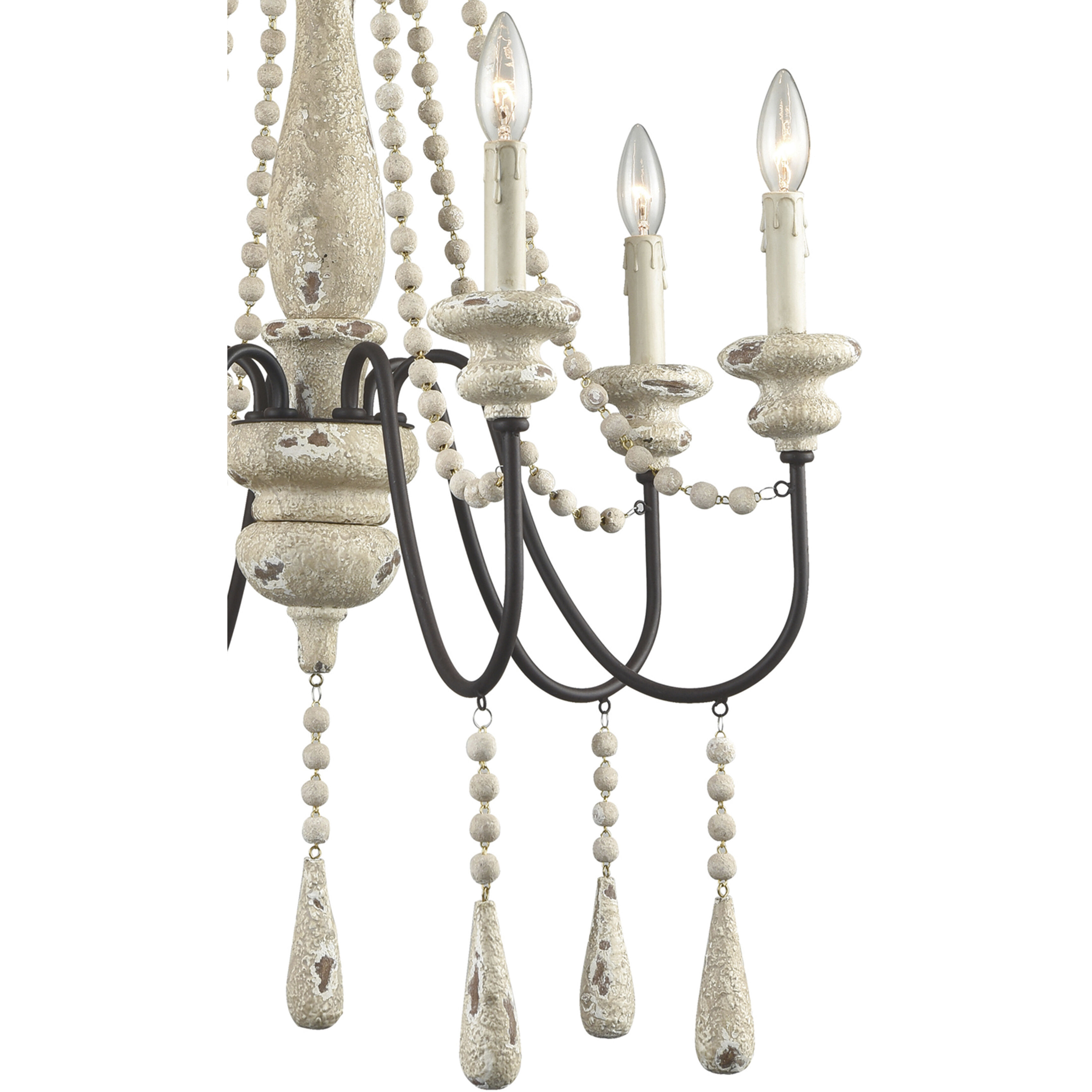 Sommieres 6 Light 25 inch Antique French Cream with Black Chandelier Ceiling Light