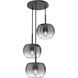 Samar 3 Light 14 inch Black/Smoked Chandelier Ceiling Light in Transition Smoked Glass