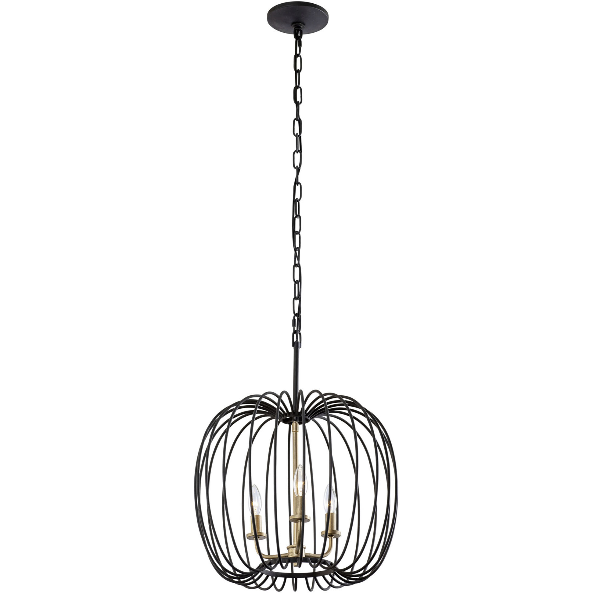 Nico 3 Light 18 inch Carbon and Havana Gold Pendant Ceiling Light