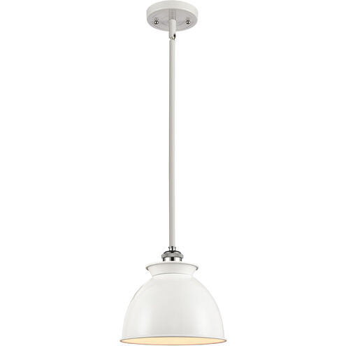 Ballston Adirondack 1 Light 8 inch White and Polished Chrome Pendant Ceiling Light in Incandescent, Glossy White, Ballston
