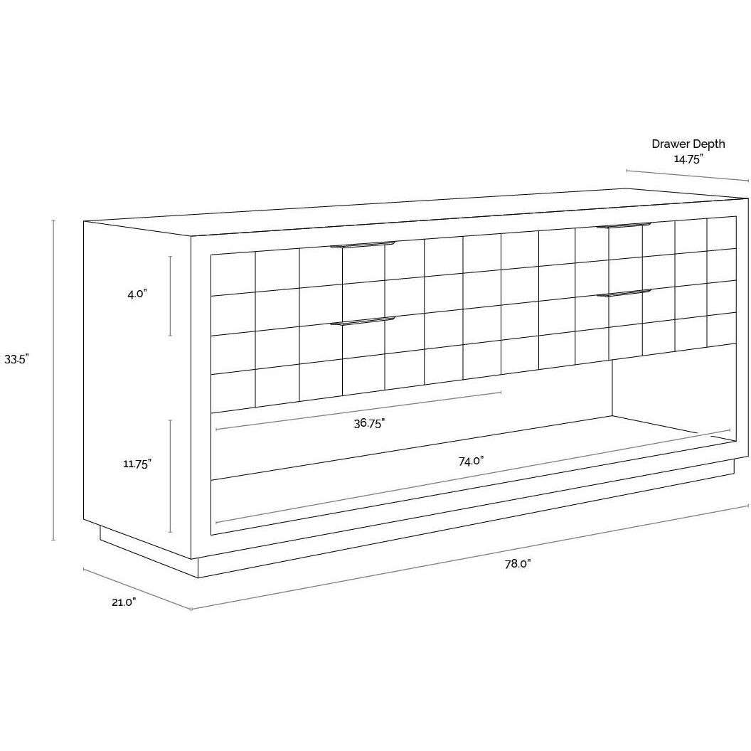 Akava Light Wash / Gold Dresser