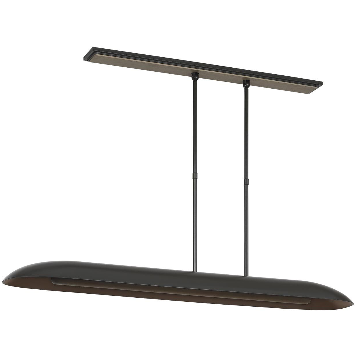 Anne-Marie Barton Remi Linear Pendant Ceiling Light in Matte Carbon and Warm Walnut