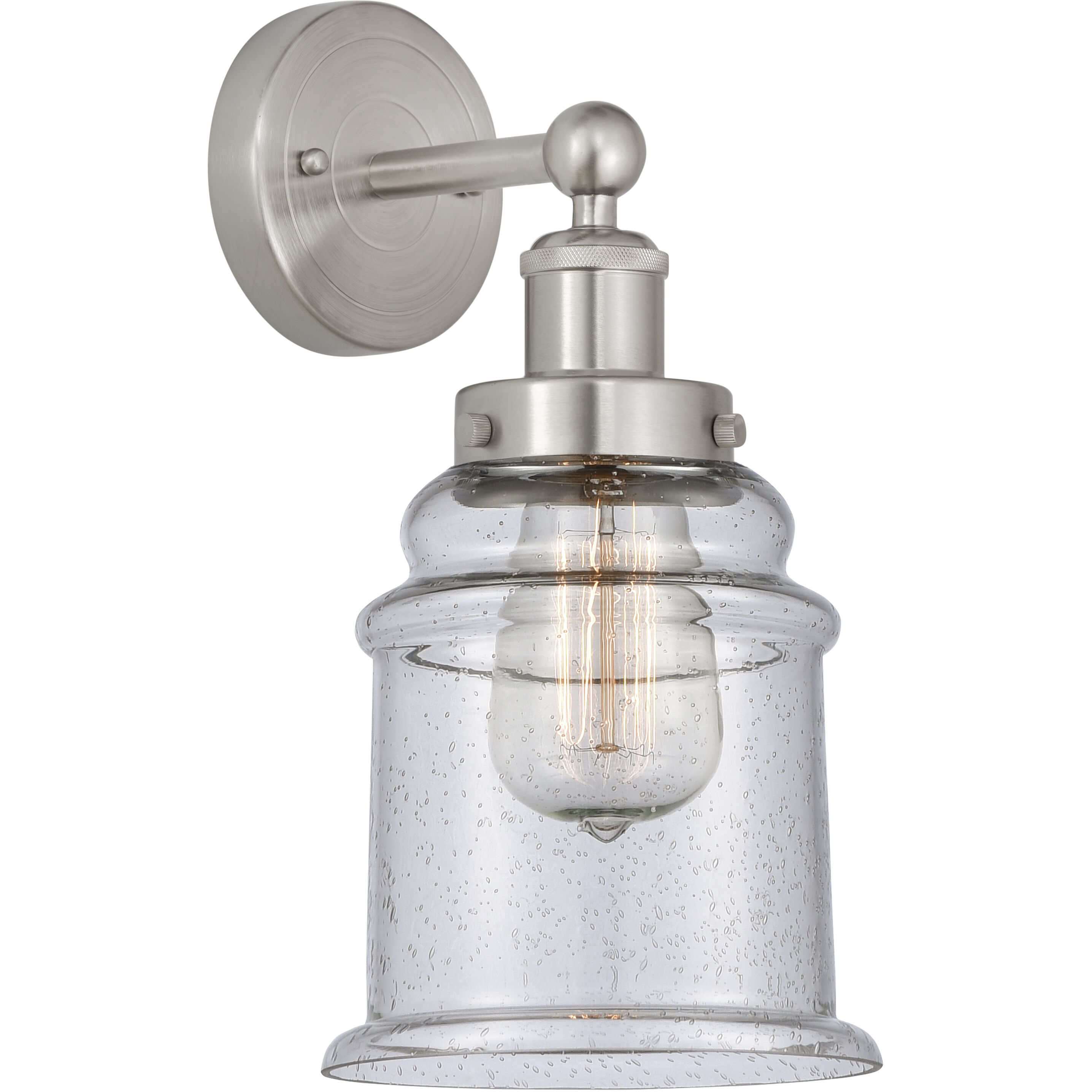 Edison Canton 1 Light 6 inch Brushed Satin Nickel Sconce Wall Light in Seedy Glass