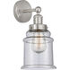Edison Canton 1 Light 6 inch Brushed Satin Nickel Sconce Wall Light in Seedy Glass