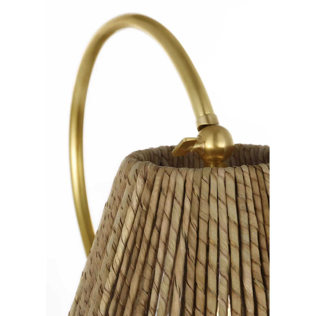 Amber Lewis Dume 23.5 inch 15 watt Hand-Rubbed Antique Brass Arched Table Lamp Portable Light in Natural Abaca