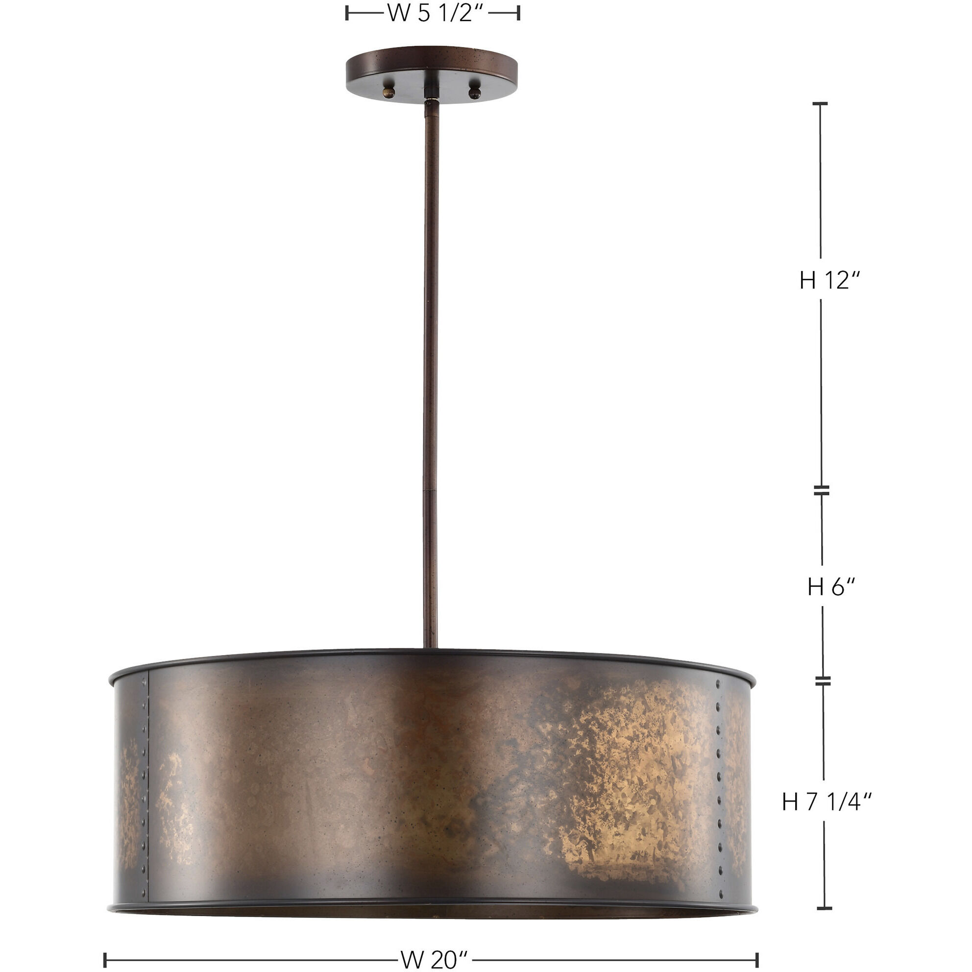 Kettle 4 Light 20 inch Weathered Brass Pendant Ceiling Light
