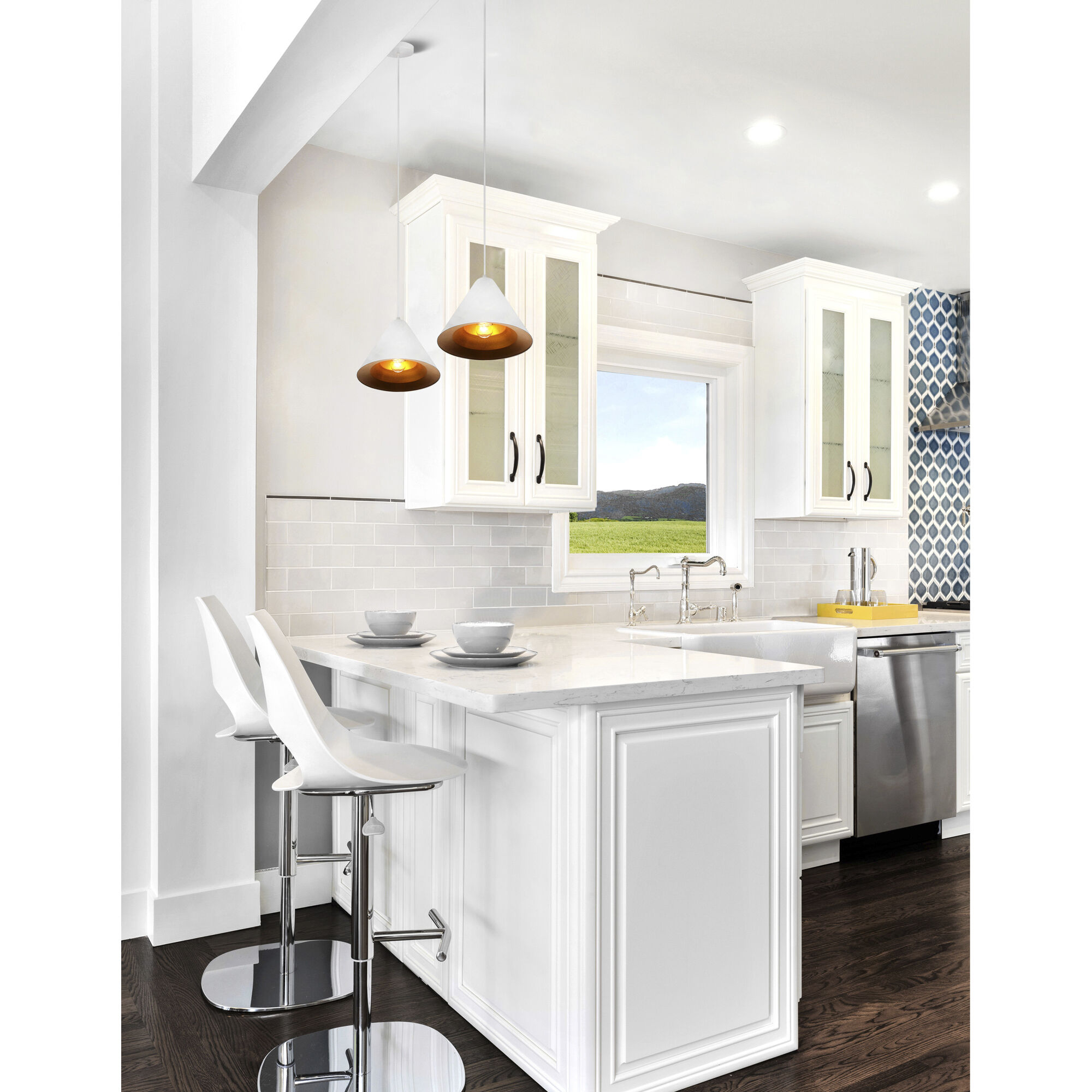 Keila 1 Light 10 inch Matte White and Gold Down Pendant Ceiling Light